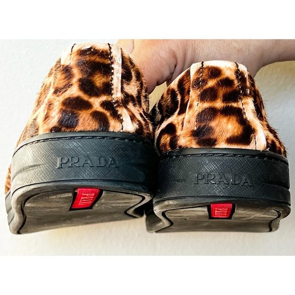 Prada Leopard Calf Hair Slip-on Sneakers sz(8)- RARE FIND - Picture 5 of 7